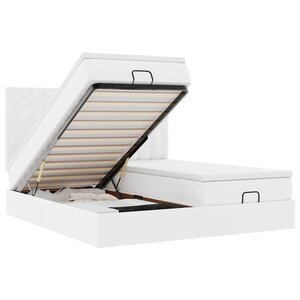 vidaXL Cadre de lit ottoman et matelas blanc pur 160x200 cm similicuir