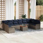 vidaXL Ensemble de canapé de jardin 11 Pièces Gris et bleu marine