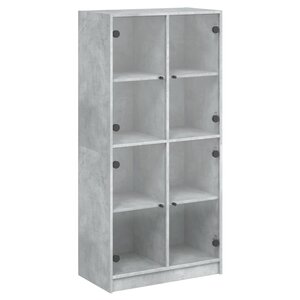 vidaXL Buffet haut avec portes gris béton 68x37x142 cm bois ingénierie