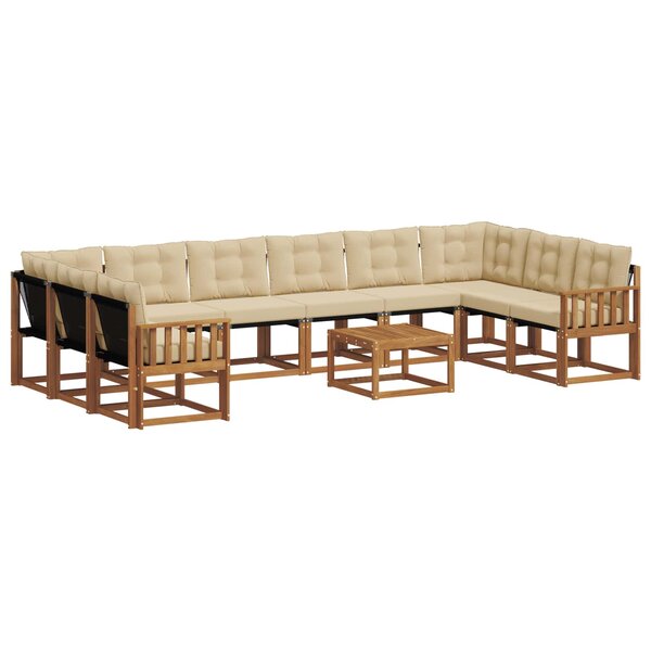 vidaXL Ensemble de canapés d'extérieur 11 pc Naturel et Beige