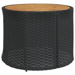 vidaXL Canapé de jardin table coussins demi-rond noir résine tressée