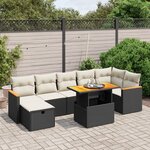 vidaXL Salon de jardin 8 Pièces avec coussins noir résine tressée