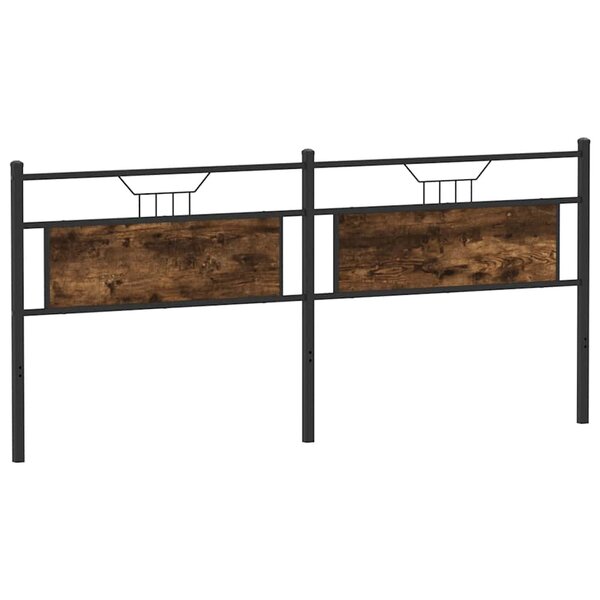 vidaXL Tête de lit chêne fumé 200 cm bois d'ingénierie et acier