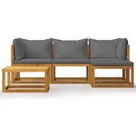 vidaXL Salon de jardin 5 Pièces avec coussins Bois d'acacia solide