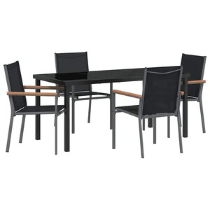 vidaXL Ensemble de salle à manger pour jardin 5 Pièces Noir