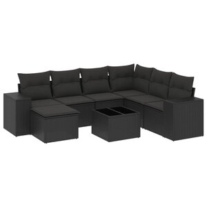 vidaXL Salon de jardin 8 Pièces avec coussins noir résine tressée