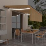 vidaXL Auvent rétractable manuel avec store LED 5x3 m Jaune et blanc
