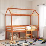vidaXL Lit haut avec toit cire marron 90x200 cm bois de pin massif