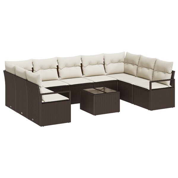 vidaXL Ensemble de Canapé de Jardin 9 Pièces avec Coussins Gris Poly Rattan