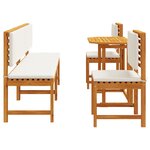 Set de salle à manger de jardin 5 pièces avec coussins en bois d'acacia