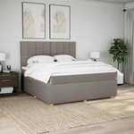 vidaXL Sommier à lattes de lit avec matelas Taupe 180x200 cm Tissu