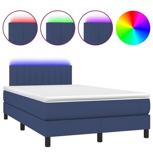 vidaXL Sommier à lattes de lit matelas et LED bleu 120x190 cm tissu