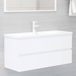 vidaXL Armoire d'évier avec lavabo intégré blanc bois d'ingénierie