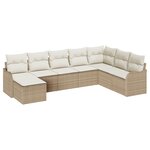 Ensemble de Canapé de Jardin vidaXL 8 Pièces avec Coussins Beige  Poly Rattan
