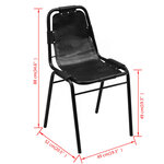 vidaXL Chaises à manger lot de 6 noir cuir véritable
