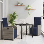 vidaXL Ensemble de salle à manger de jardin de 3 pièces en poly rotin gris