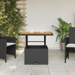 vidaXL Table de jardin noir 80x80x71 cm résine tressée et bois acacia