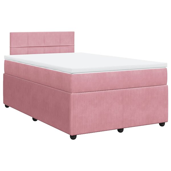 vidaXL Sommier à lattes de lit avec matelas rose 120x190 cm velours