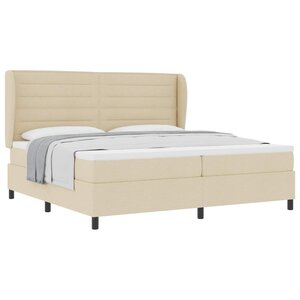 vidaXL Lit à ressorts avec matelas Crème 200 x 200 cm tissu