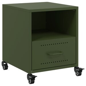 vidaXL Table de chevet vert olive 36x39x43 5 cm acier