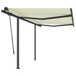 vidaXL Auvent rétractable automatique et poteaux 3x2 5 m Crème