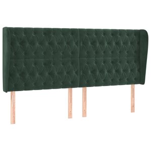 vidaXL Tête de lit avec oreilles Vert foncé 183x23x118/128 cm Velours