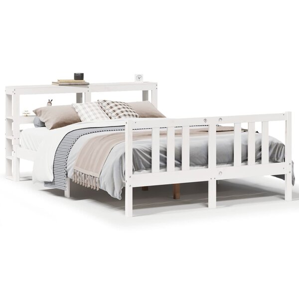 vidaXL Cadre de lit avec tête de lit sans matelas blanc 160x200 cm