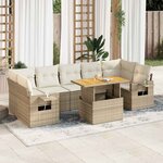 vidaXL Salon de jardin avec coussins 8 Pièces beige résine tressée