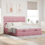vidaXL Cadre de lit ottoman avec matelas rose 160x200 cm velours