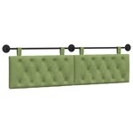 vidaXL Tête de lit suspendue Avec lumière LED Vert clair Velours
