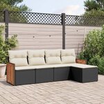 vidaXL Salon de jardin 5 Pièces avec coussins noir résine tressée