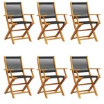 vidaXL Chaises de jardin pliantes lot de 6 noir bois d'acacia massif