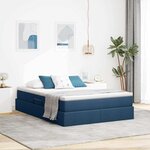 vidaXL Lit avec rangement et matelas Bleu 140 x 200 cm Polyester
