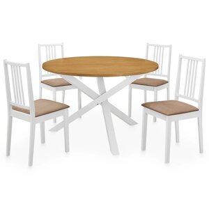 vidaXL Mobilier de salle à manger 5 Pièces MDF Blanc