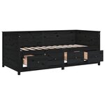 vidaXL Lit de jour Noir 75x190 cm Bois de pin massif