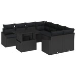 vidaXL Ensemble de canapé de jardin 9 Pièces Noir 100 x 55 x 73 cm