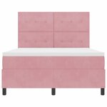 vidaXL Lit à ressort LED avec matelas Rose 140 x 190 cm tissu