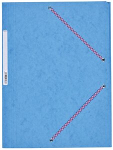 Chemise Carte Lustée 24 x 32 cm à rabats avec élastique et étiquette de dos Bleu Ciel COUTAL