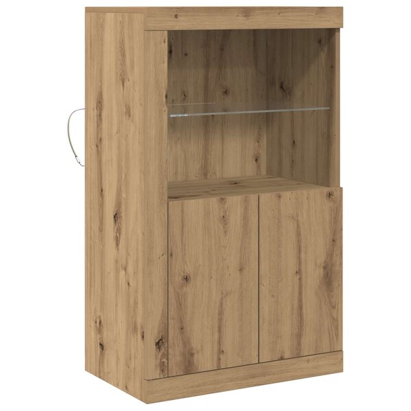 vidaXL Buffet LED Chêne artisanal 60 5 x 37 x 100 cm Bois d'ingénierie