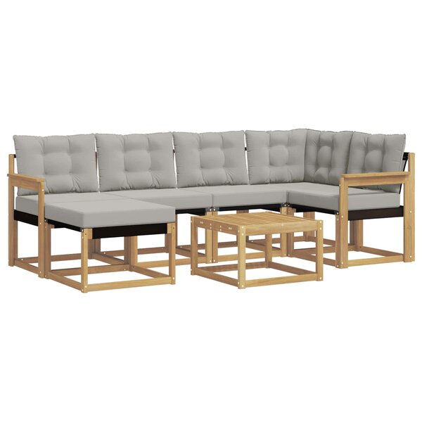 vidaXL Ensemble de canapés d'extérieur 7 pc Blanc et gris clair
