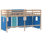 vidaXL Lit mezzanine enfants avec rideaux sans matelas bleu 80x200cm