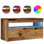 vidaXL Meuble TV avec lumières LED vieux bois bois d'ingénierie