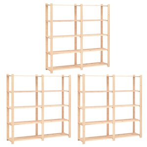 vidaXL Étagères de rangement à 5 niveaux 3Pièces 170x38x170 cm Pin 500 kg