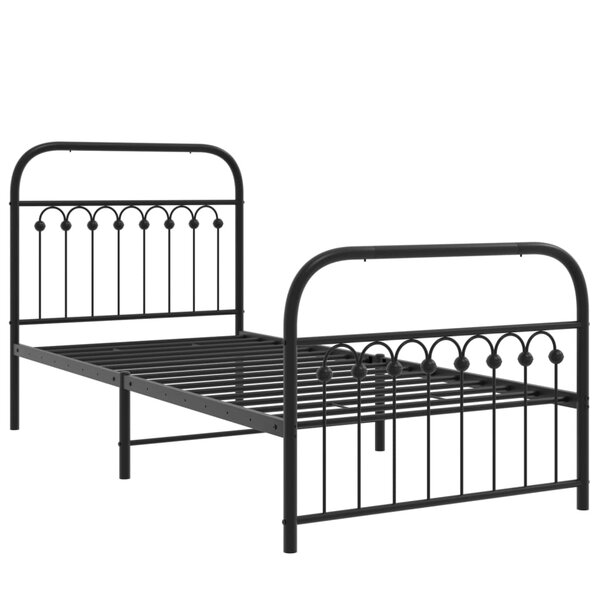 vidaXL Cadre de lit métal avec tête de lit/pied de lit noir 90x200 cm