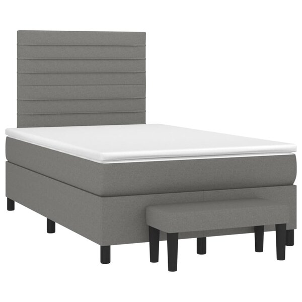 vidaXL Sommier à lattes de lit avec matelas gris foncé 120x190cm tissu