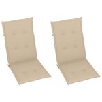 vidaXL Chaises de jardin lot de 2 et coussins beige Bois teck massif