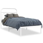 vidaXL Cadre de lit métal avec tête de lit blanc 90x200 cm