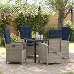 vidaXL Set de salle à manger de jardin 5 pièces avec coussins en rotin gris