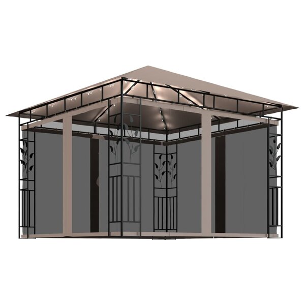 vidaXL Tonnelle avec moustiquaire et lumières Led 3x3x2 73 m Taupe