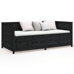 vidaXL Lit de jour sans matelas noir 90x200 cm bois de pin massif